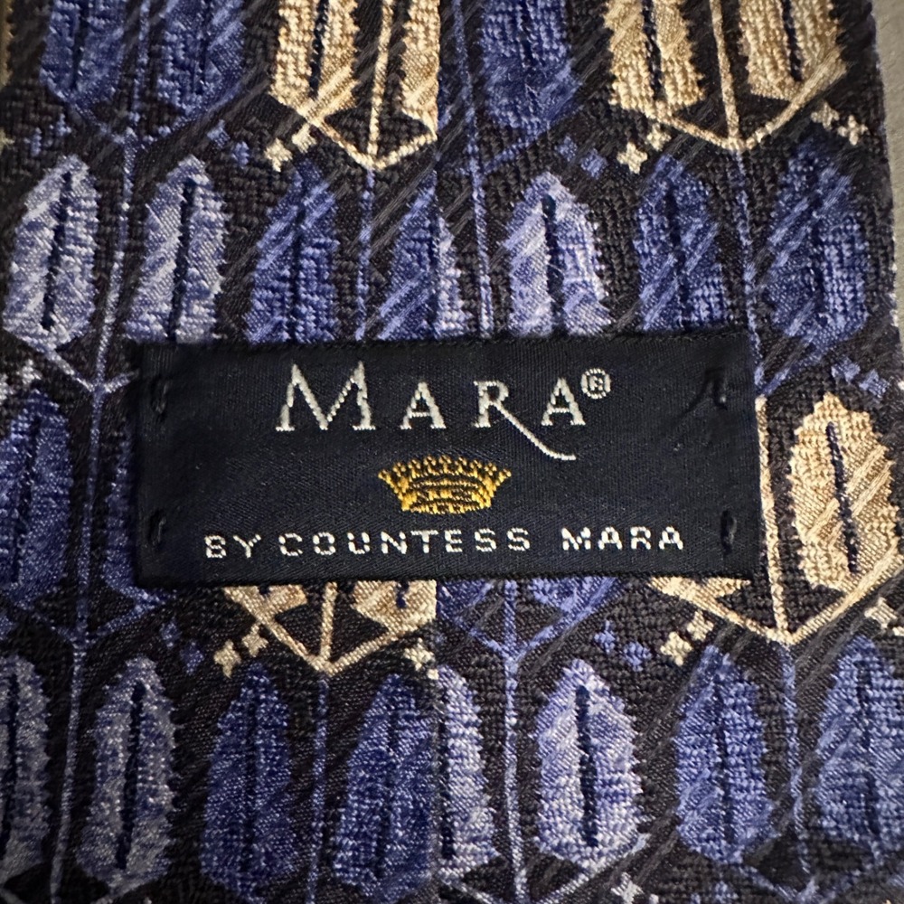 Countess Mara Silk Tie Men Purple Gold Necktie‎ Feather Pattern USA Money